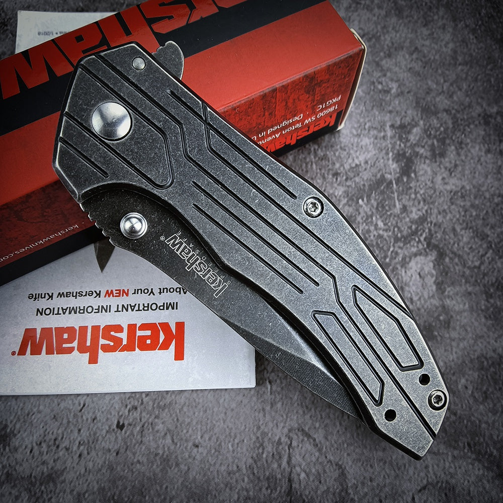Kershaw 1346 Kingbolt Knife 2.8" Satin Plain Blade Silver Stainless Steel Handles Outdoor Hunting EDC Tools