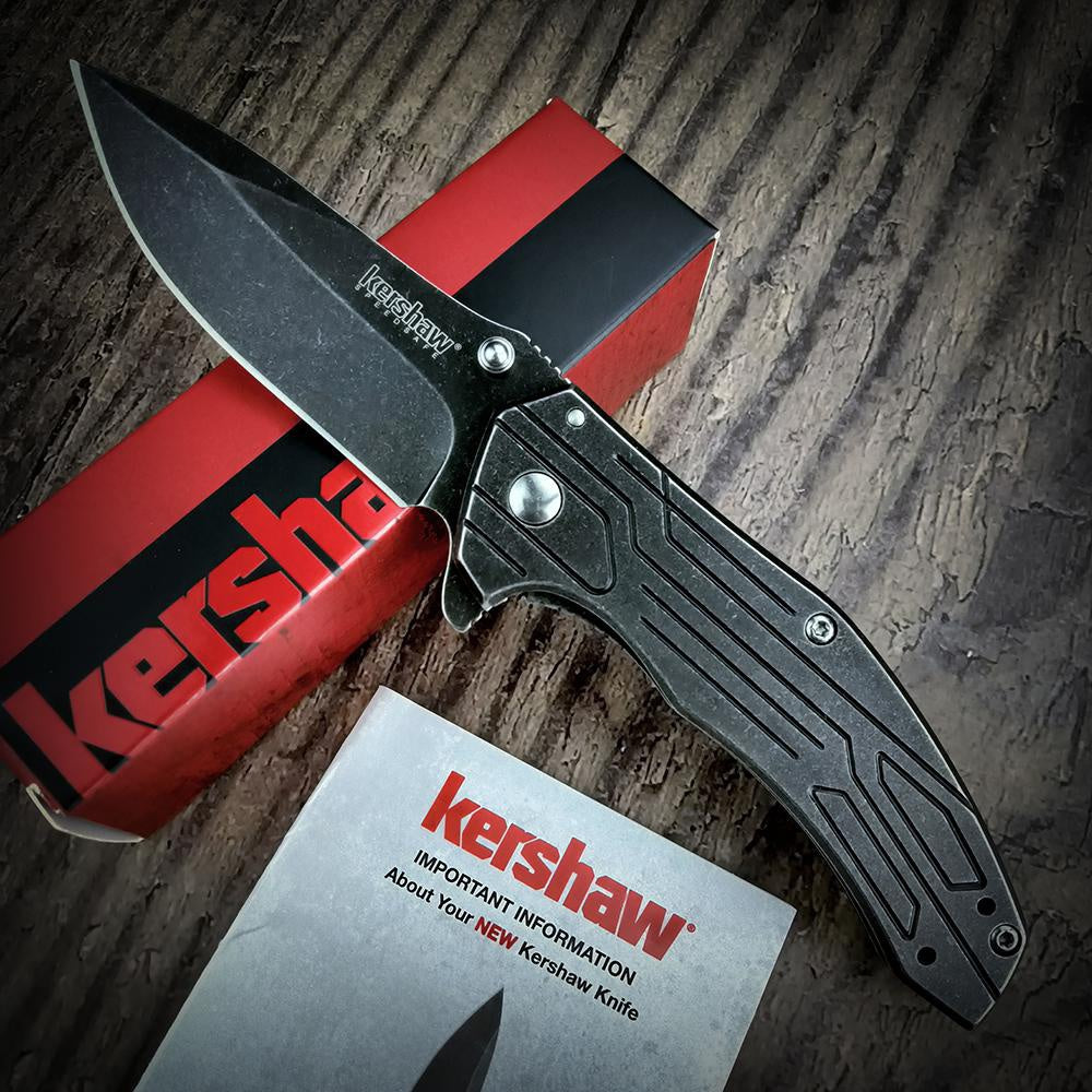 Kershaw 1346 Kingbolt Knife 2.8" Satin Plain Blade Silver Stainless Steel Handles Outdoor Hunting EDC Tools