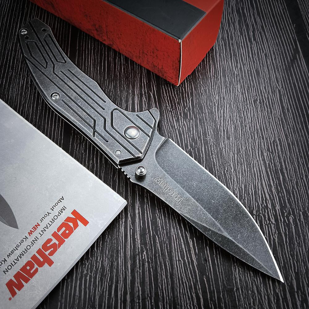 Kershaw 1346 Kingbolt Knife 2.8" Satin Plain Blade Silver Stainless Steel Handles Outdoor Hunting EDC Tools