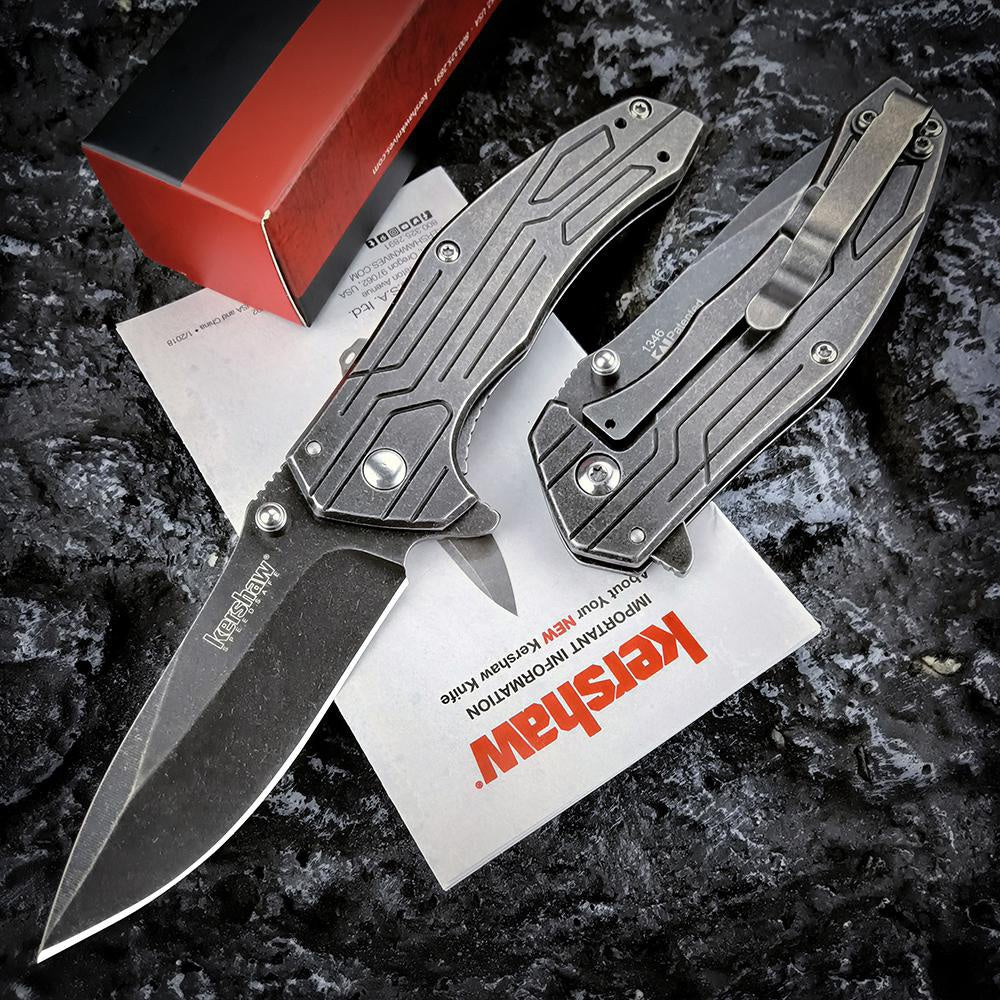 Kershaw 1346 Kingbolt Knife 2.8" Satin Plain Blade Silver Stainless Steel Handles Outdoor Hunting EDC Tools