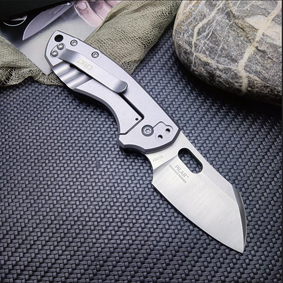 CRKT Flat Out EDC Folding Pocket Knife: , Carbon fiber Handle Everyday Carry, Satin Blade, Assisted Open, Frame Lock, Deep Carry Pocket Clip 5311CF