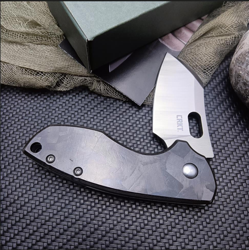 CRKT Flat Out EDC Folding Pocket Knife: , Carbon fiber Handle Everyday Carry, Satin Blade, Assisted Open, Frame Lock, Deep Carry Pocket Clip 5311CF