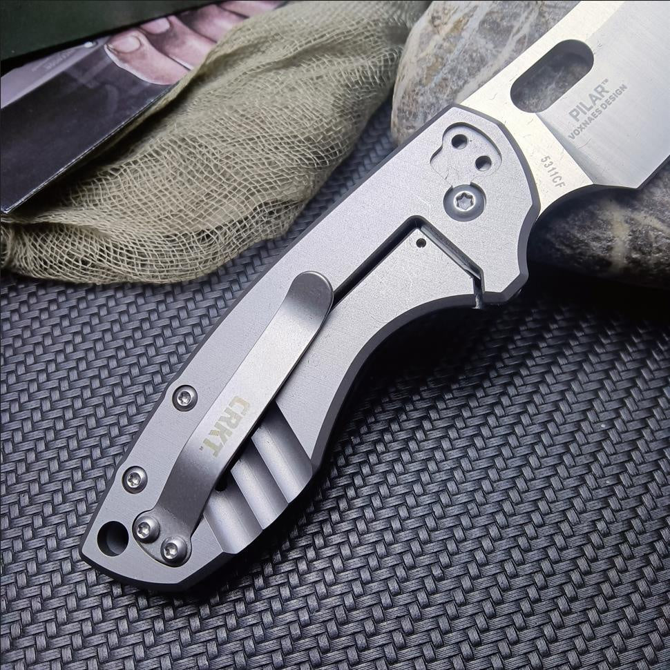 CRKT Flat Out EDC Folding Pocket Knife: , Carbon fiber Handle Everyday Carry, Satin Blade, Assisted Open, Frame Lock, Deep Carry Pocket Clip 5311CF