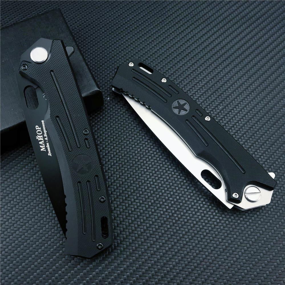 2023 NOKS HOKC Tactical Spring Assisted Open Folding Pocket Knife RUSSIA Knife NOKS FINKA Bearing Flipper Folding Knives D2 Blade Black G10 Handle