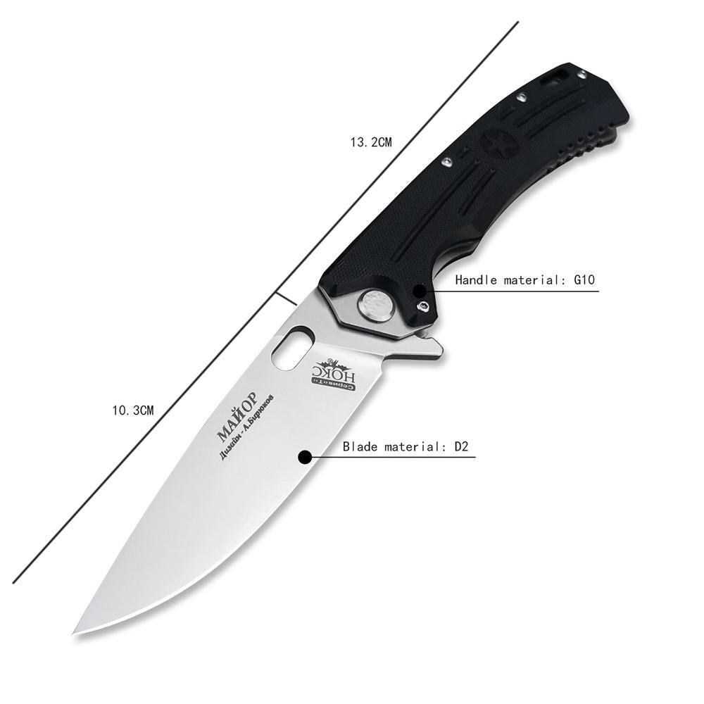 2023 NOKS HOKC Tactical Spring Assisted Open Folding Pocket Knife RUSSIA Knife NOKS FINKA Bearing Flipper Folding Knives D2 Blade Black G10 Handle