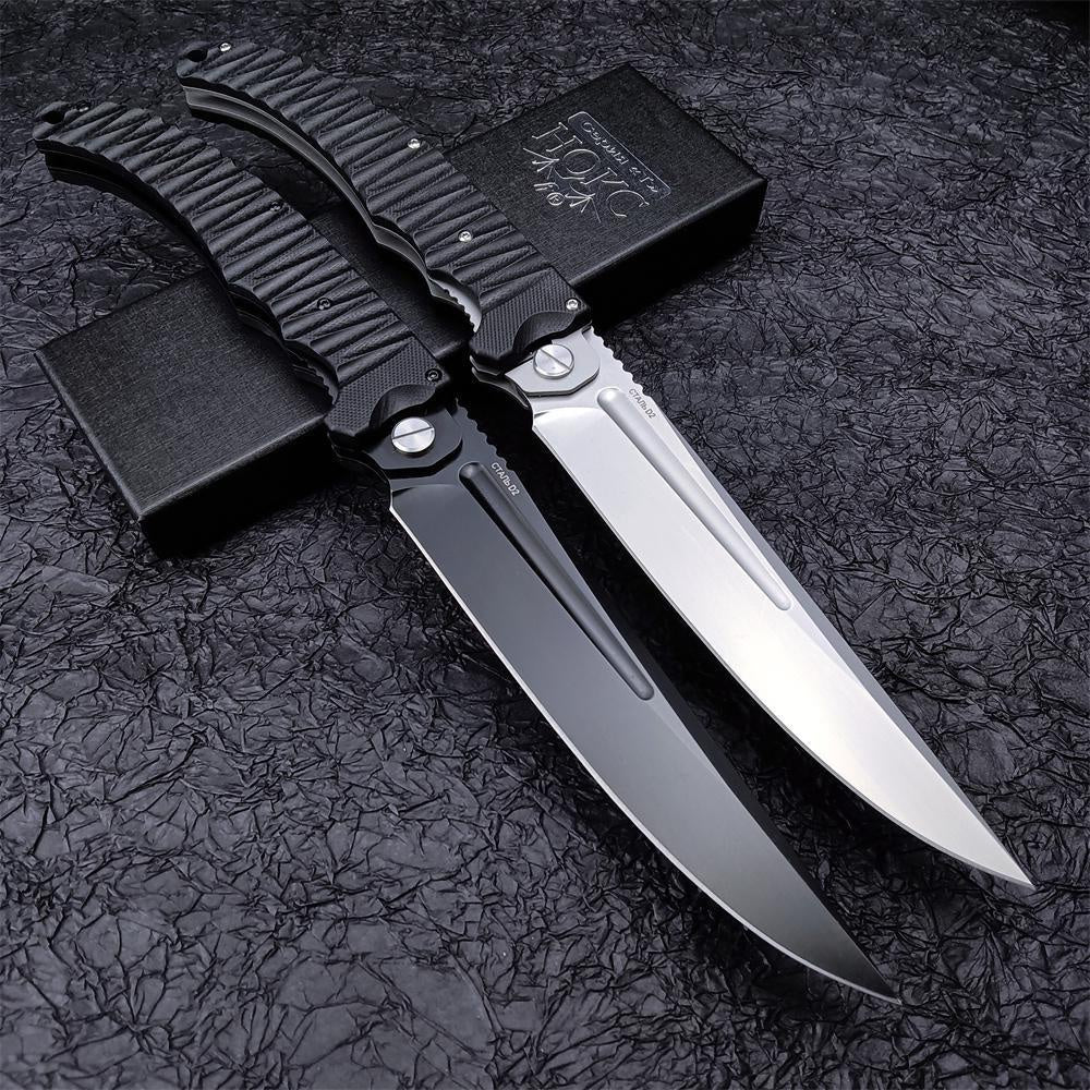 12" Hokc ABATAB Knife D2 Blade BLACK G10  Folding Pocket Knife EDC Hunting
