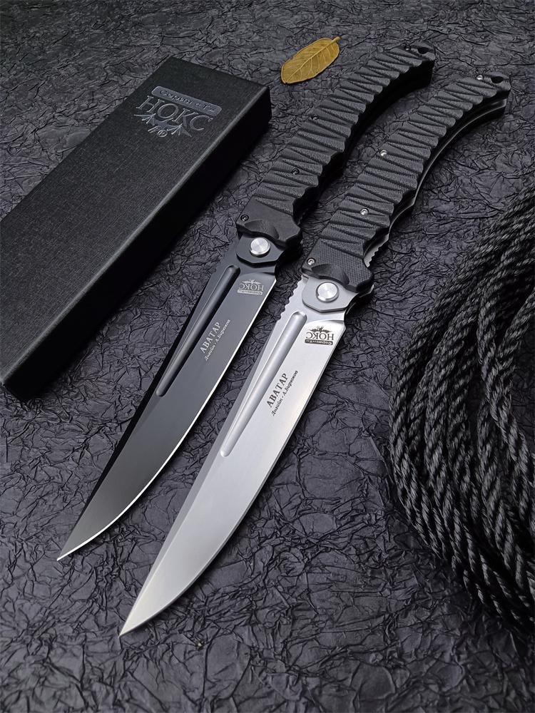 12" Hokc ABATAB Knife D2 Blade BLACK G10  Folding Pocket Knife EDC Hunting