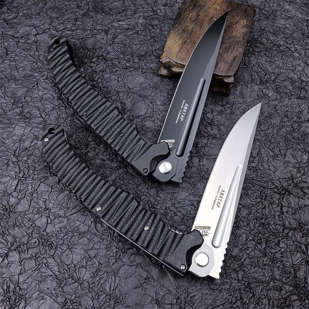 12" Hokc ABATAB Knife D2 Blade BLACK G10  Folding Pocket Knife EDC Hunting