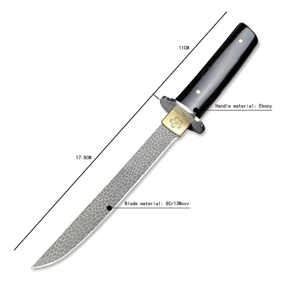 7" 8Cr13Movv Blade Straight Knife for Hunting, Tactical Outdoor Self Defense Japanese Samurai Knife Fixed Blade Wilderness Camping Long Saber Men Collector Gift