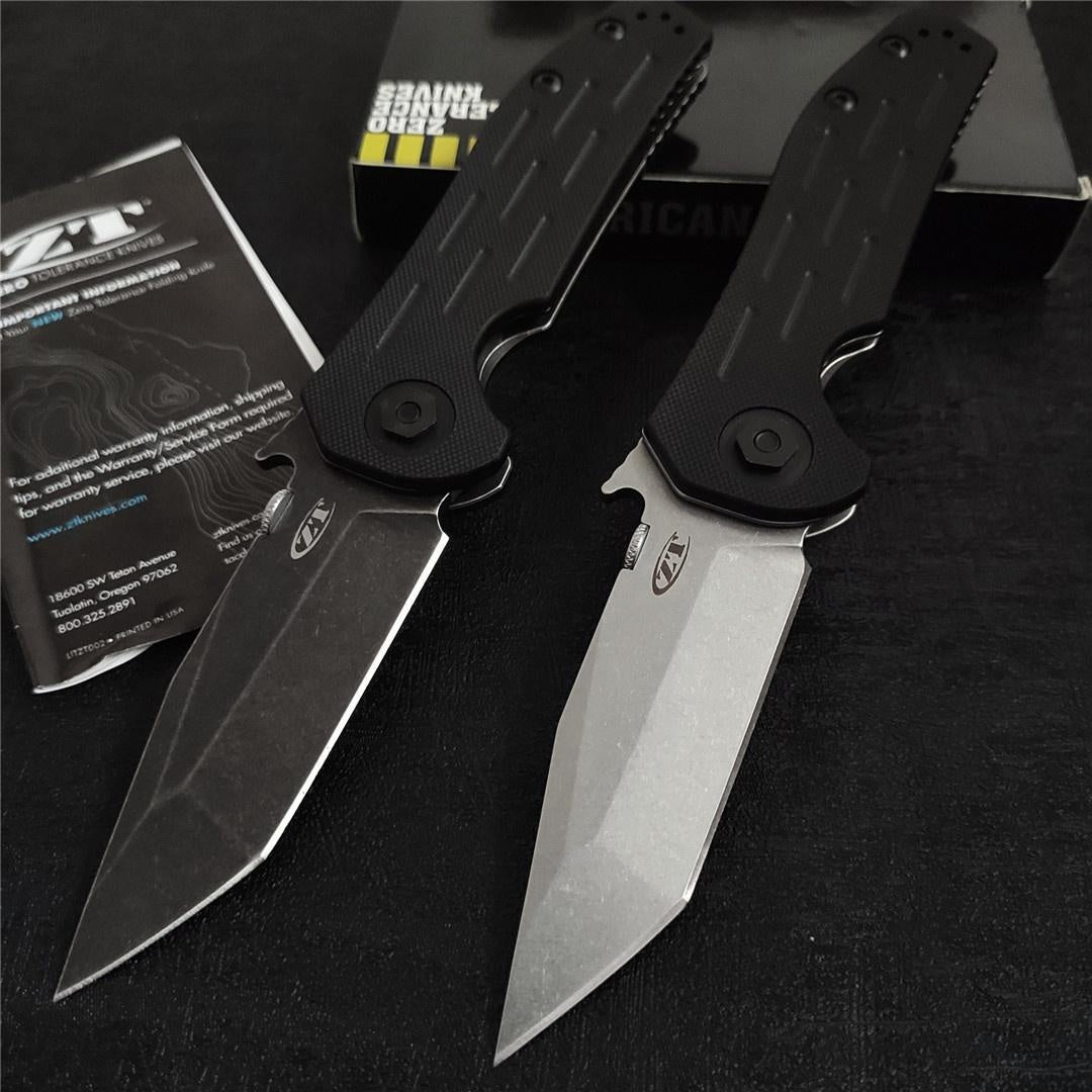 Tactical Pocket Knife ZT ZERO TOLERANCE0620 knife stone wash 9cr18mov blade G10+ thickened steel Handle Suitable for camping hiking travel fishing outdoor activities EDC, self-defense folding knife