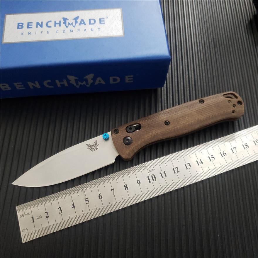 BENCHMADE BUGOUT AXIS Folding Knife S30V Satin Blade Linen Handle Outdoor Camping Knife EDC Pocket Tool