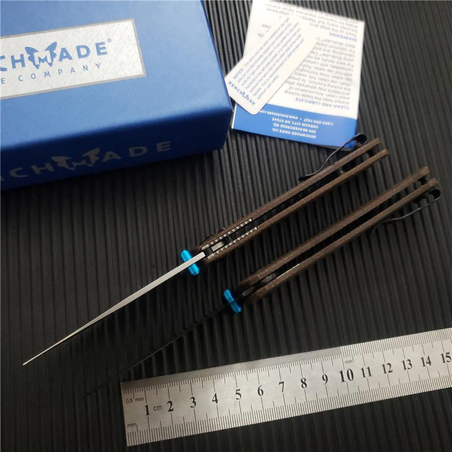 BENCHMADE BUGOUT AXIS Folding Knife S30V Satin Blade Linen Handle Outdoor Camping Knife EDC Pocket Tool