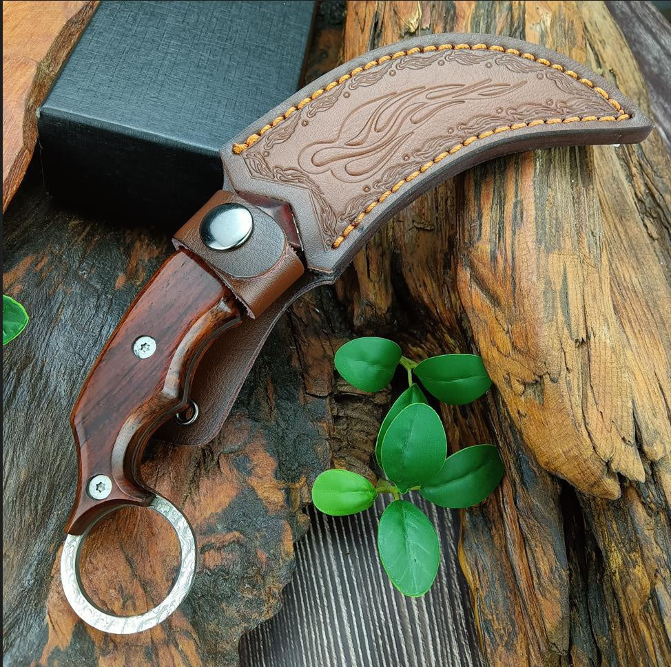 dinosaur Damascus steel Hawk Claw Blade Tactical Outdoor Handle  Blade Pocket  BLADE Neck Knife claw saber tactical survival edc  self-defense Claw knife