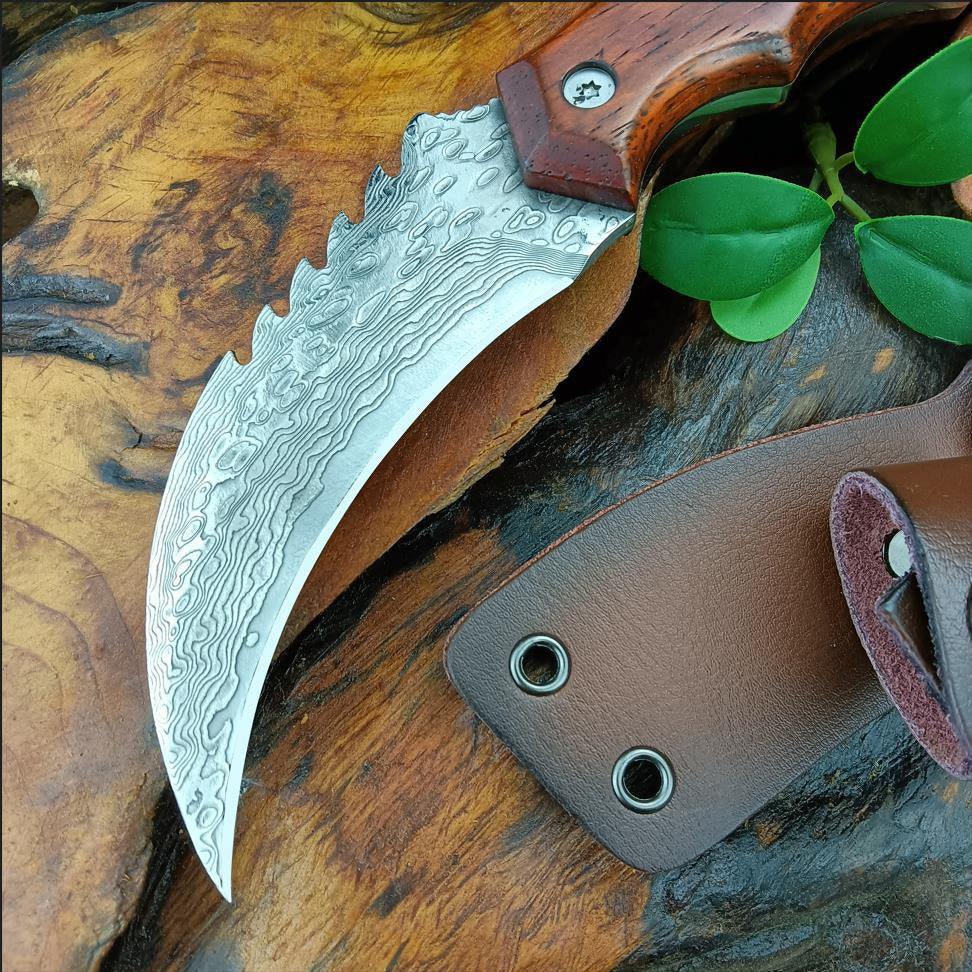 dinosaur Damascus steel Hawk Claw Blade Tactical Outdoor Handle  Blade Pocket  BLADE Neck Knife claw saber tactical survival edc  self-defense Claw knife