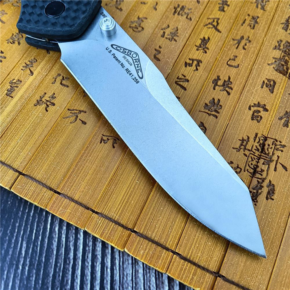 Top Quality Benchmade 940-1 EDC Knife, Reverse Tanto Blade, Plain Edge, Satin Finish, Black Carbon Fiber Handle,outdoor Hunting Tactical Knife