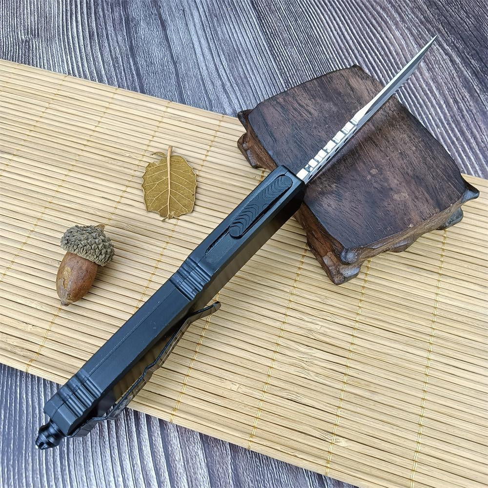 Microtech Carbon Fiber Handle OTF Out The Front Adjustable Blade Knife High Hardness D2 Stainless Steel Work Sharp Fishing Hunting Cutting Outdoor Spring Assisted Dagger Knife Survival EDC Tools