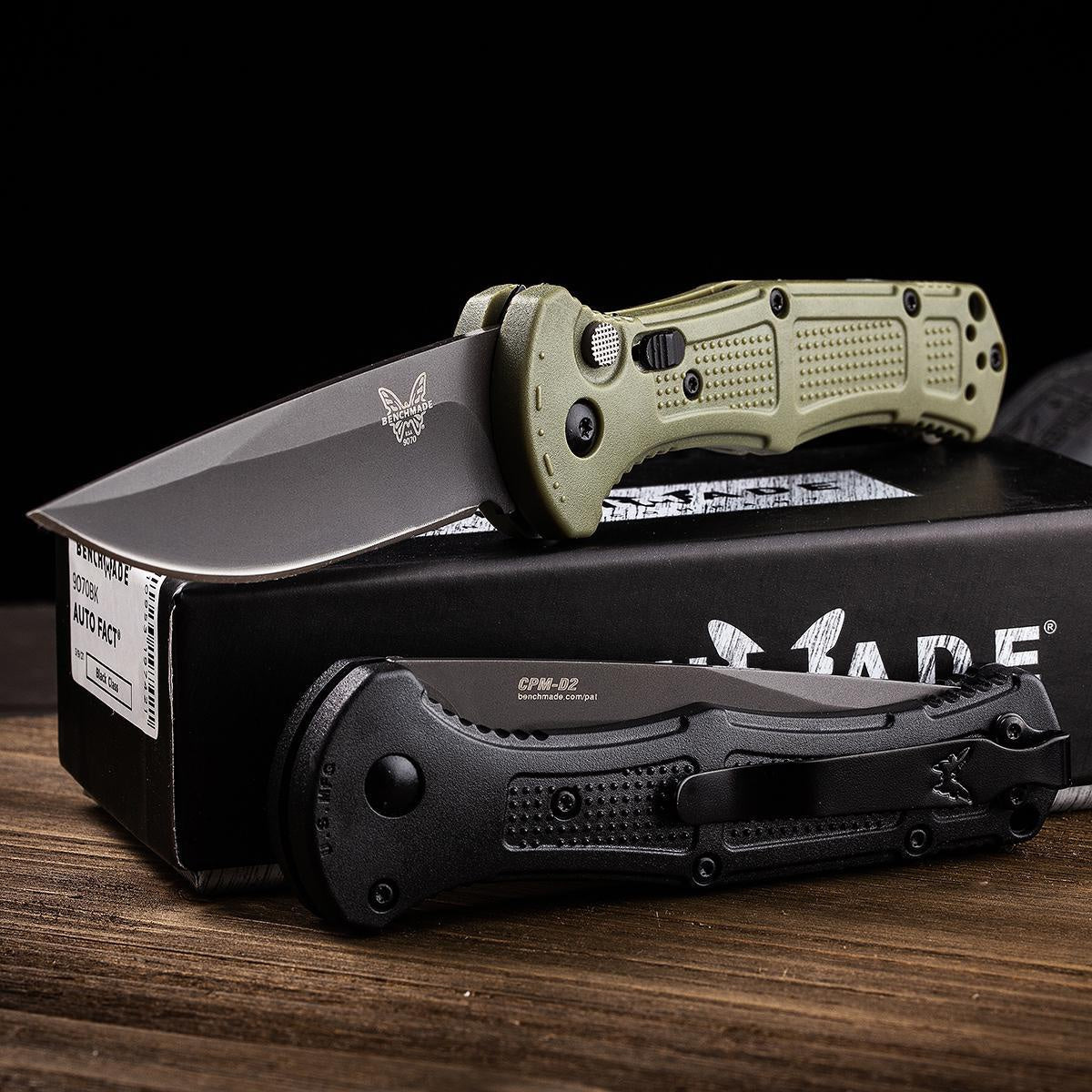 New Benchmade 9070SBK Claymore automatic folding knife CPM-D2 steel bladed portable hunting knife Outdoor survival rescue knife