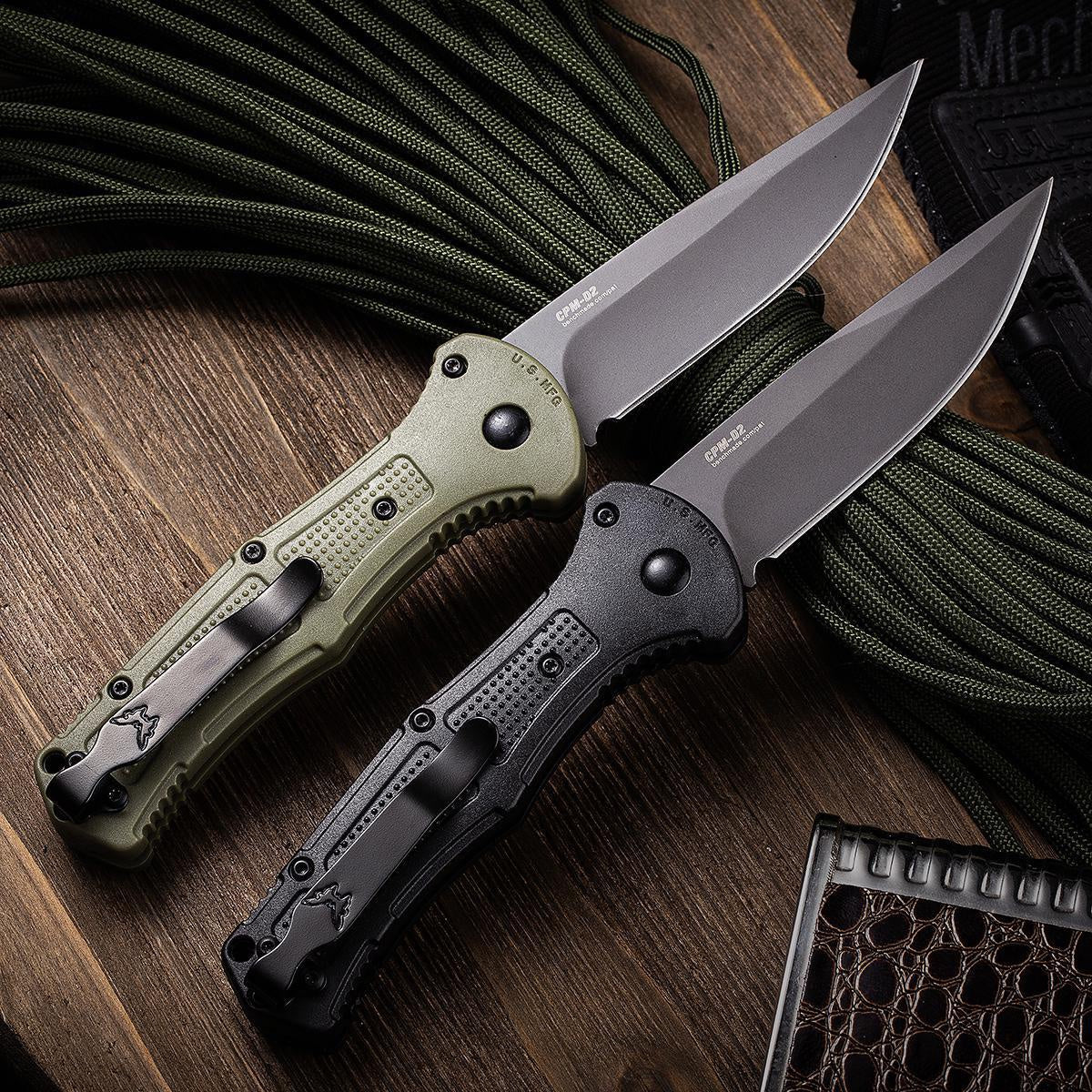 New Benchmade 9070SBK Claymore automatic folding knife CPM-D2 steel bladed portable hunting knife Outdoor survival rescue knife
