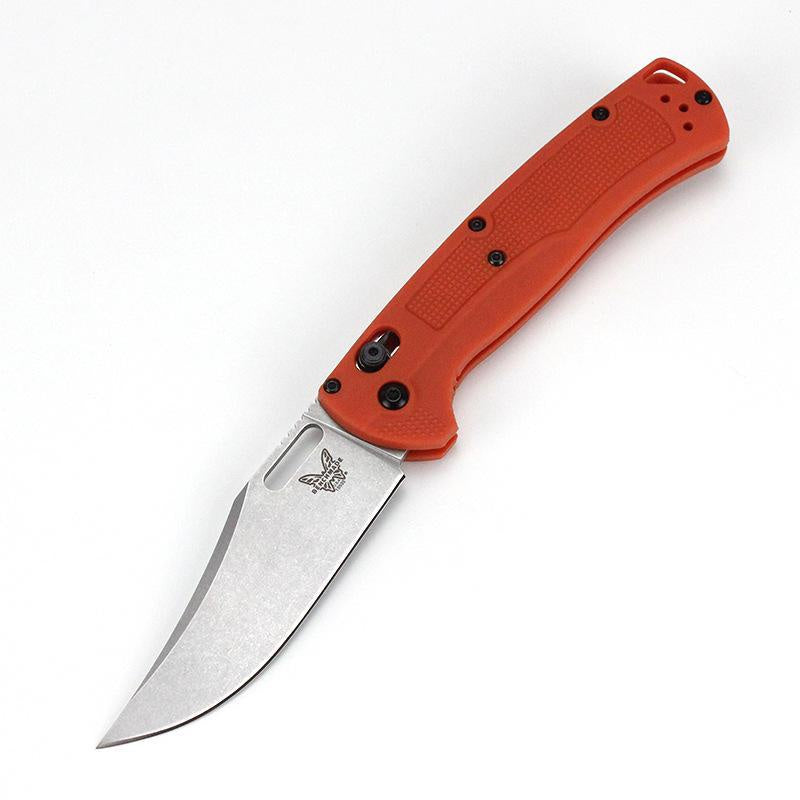 Newest Benchmade 15535 AXIS Lock Tactical Folding Knife CPM154 Steel Blade Nylon Handle Outdoor Everyday Carry Camping Survival Knives Pocket EDC Tool, Black/Orange