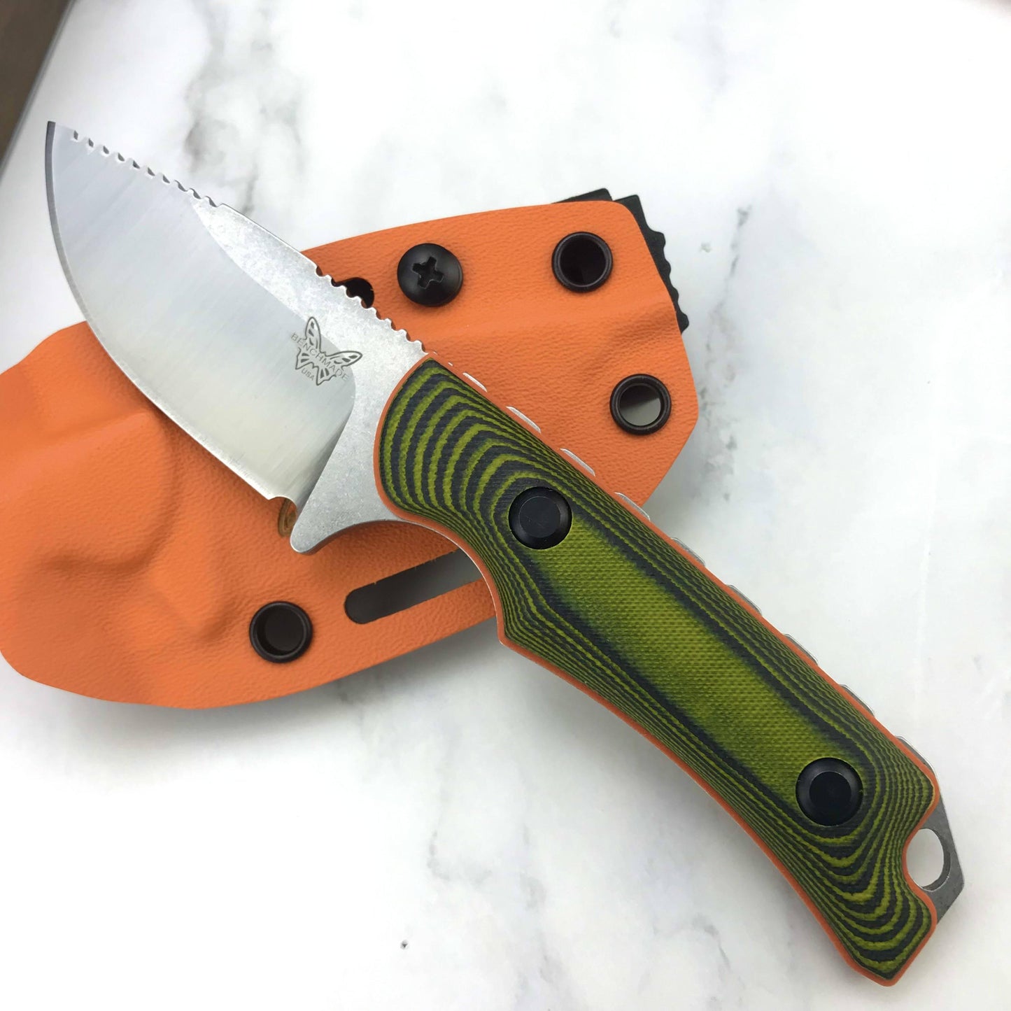 New Benchmade 15017-1 Hunt Hidden Canyon Hunter Fixed Blade Knife , Richlite/ Green G10 Handles,2.79" 8Cr13Mov Drop Point knives Kydex Sheath