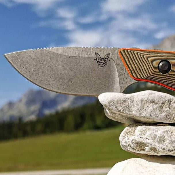 New Benchmade 15017-1 Hunt Hidden Canyon Hunter Fixed Blade Knife , Richlite/ Green G10 Handles,2.79" 8Cr13Mov Drop Point knives Kydex Sheath