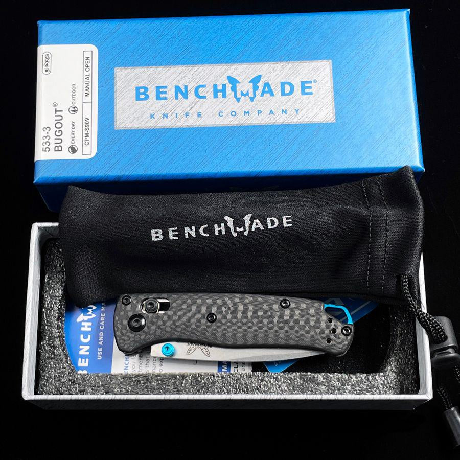 Benchmade 533-3 Mini Bugout AXIS Folding Knife 2.82 S90V Blade Carbon Fiber Handles Outdoor Camping Hunting Pocket Tactical Self Defense